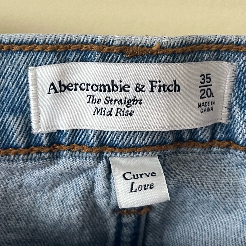 Abercrombie & Fitch Curve Love The Straight Mid Rise Jeans 35 20 Long - Picture 4 of 5